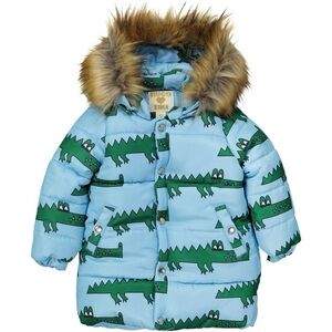 Crocodile Print Puffer Jacket with fur Hood || Hugo Loves Tiki